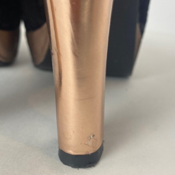 Call It Spring Women's Black Faux Suede Rose Gold Heels Size 6 - Picture 6 of 7